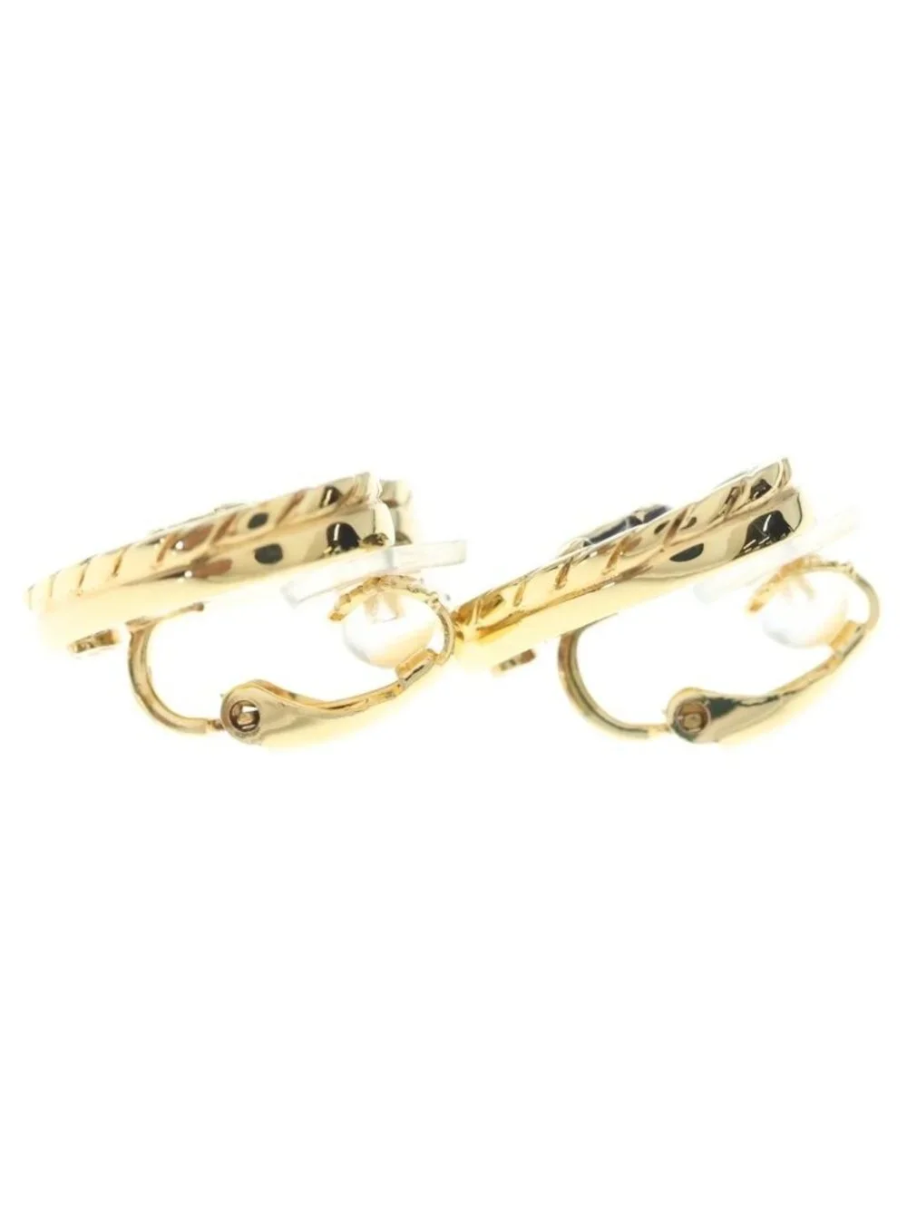Chanel CC Logo Heart Earrings Gold Blue